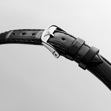 Montre Longines Mini DolceVita quartz cadran argent bracelet cuir noir 21,5 x 29 mm