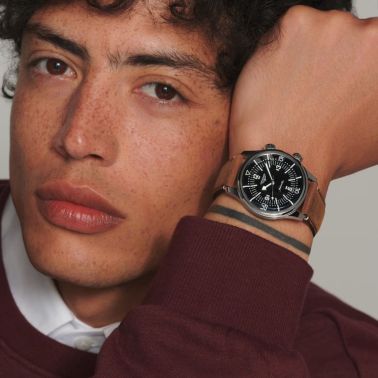 Longines Legend Diver automatic watch black dial brown leather strap 39 mm