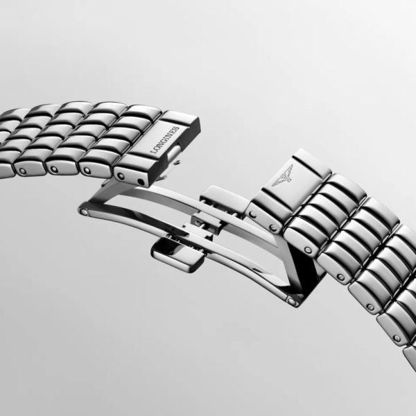 Montre Longines Mini DolceVita Diamants quartz cadran argent soleillé bracelet acier 21,5 x 29 mm