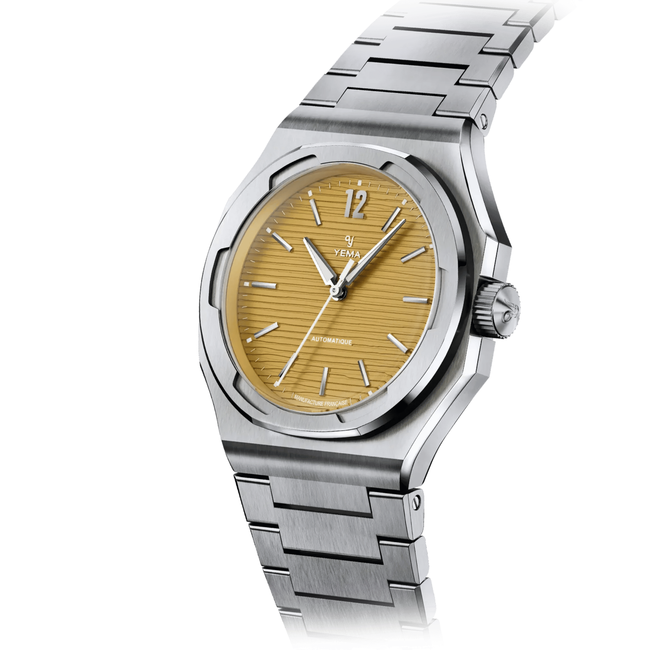 Montre Yema Wristmaster Slim CMM.20 Micro-Rotor automatique cadran jaune bracelet acier 39 mm
