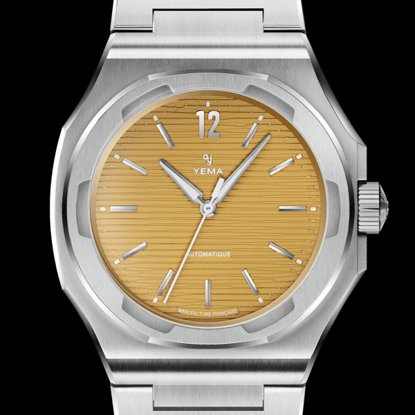 Montre Yema Wristmaster Slim CMM.20 Micro-Rotor automatique cadran jaune bracelet acier 39 mm