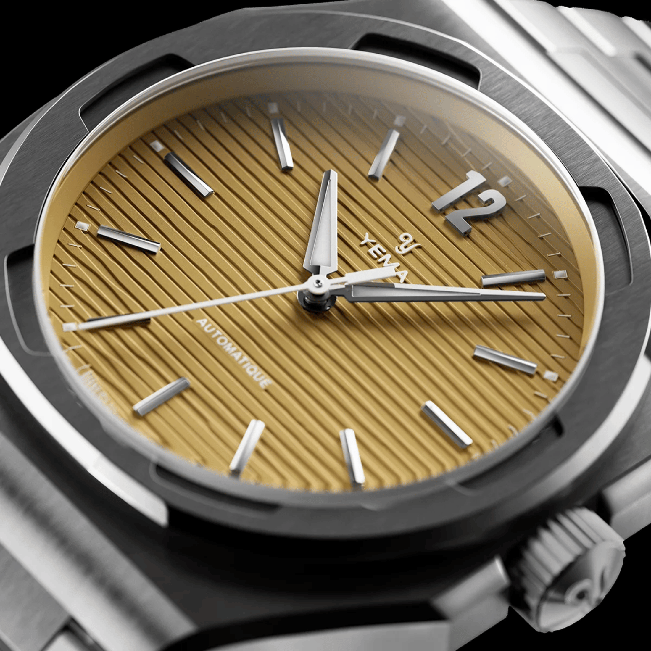 Montre Yema Wristmaster Slim CMM.20 Micro-Rotor automatique cadran jaune bracelet acier 39 mm