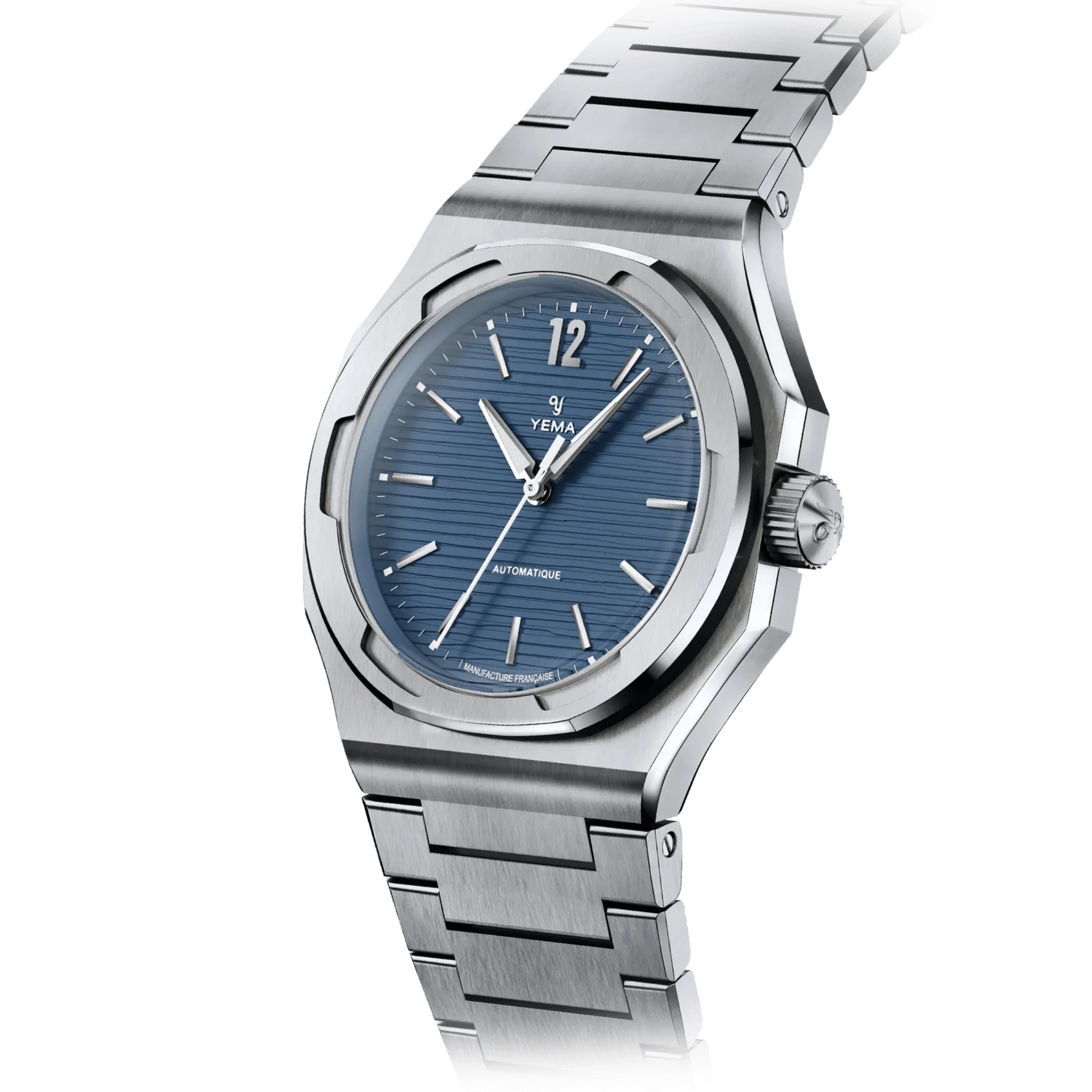 Yema Wristmaster Slim CMM.20 Micro-Rotor automatic blue dial steel bracelet 39 mm