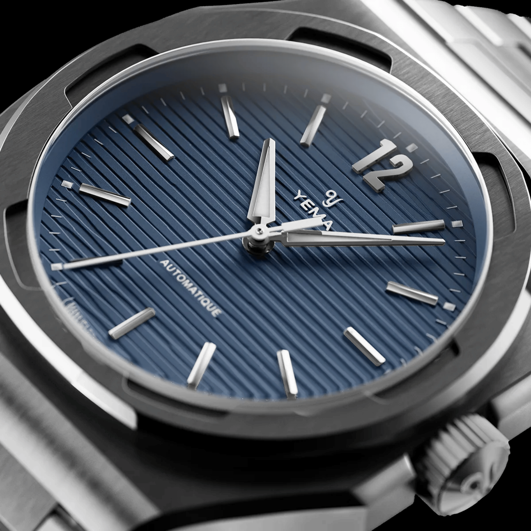 Montre Yema Wristmaster Slim CMM.20 Micro-Rotor automatique cadran bleu bracelet acier 39 mm