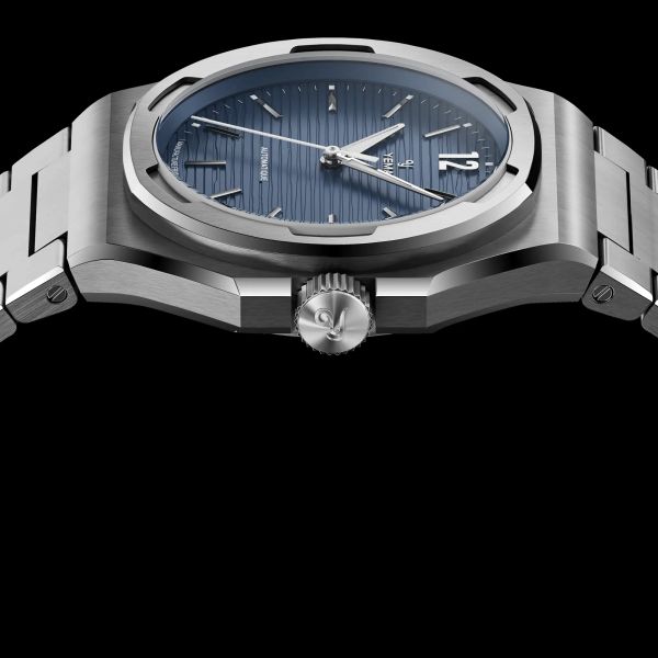 Montre Yema Wristmaster Slim CMM.20 Micro-Rotor automatique cadran bleu bracelet acier 39 mm