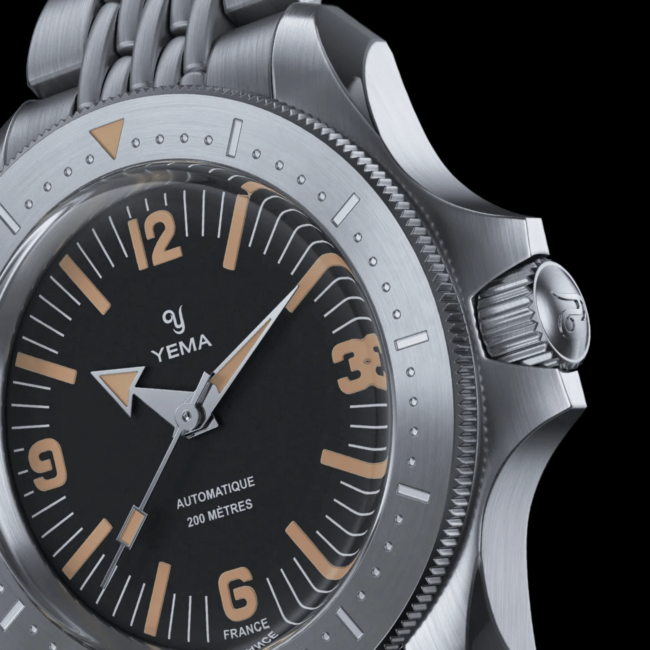 Yema Diver automatic black dial steel bracelet 39,5 mm