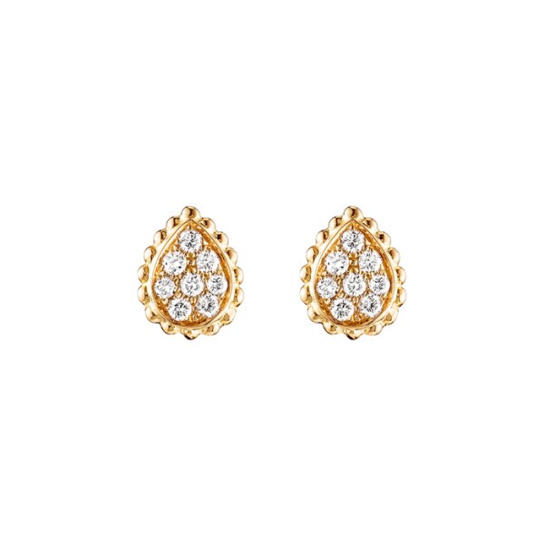 Puces d'oreilles Boucheron Serpent Bohème motif XS en or jaune et diamants