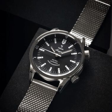 Yema Navygraf Super Compressor automatic black dial tropic bracelet 38,5 mm