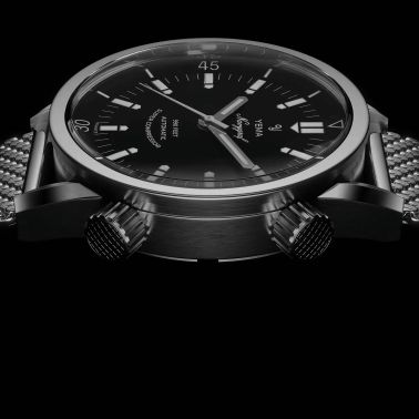 Yema Navygraf Super Compressor automatic black dial tropic bracelet 38,5 mm