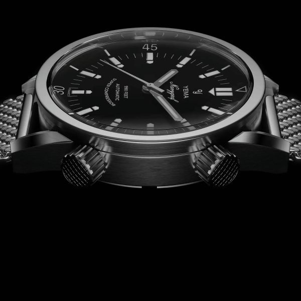 Yema Navygraf Super Compressor automatic black dial tropic bracelet 38,5 mm