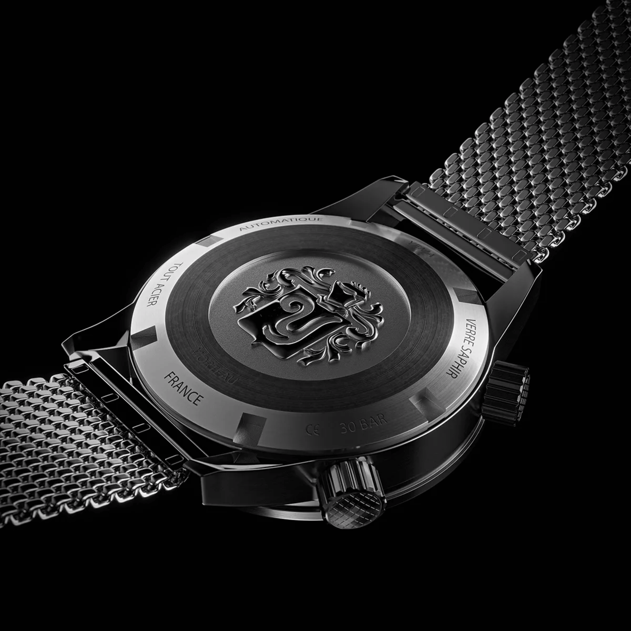 Yema Navygraf Super Compressor automatic black dial tropic bracelet 38,5 mm