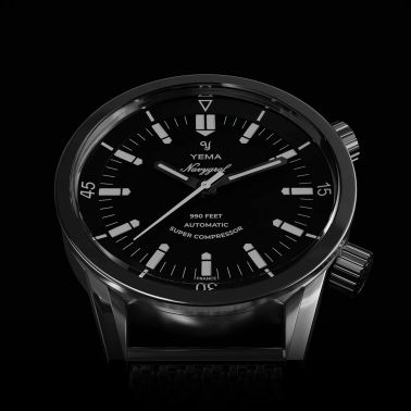 Yema Navygraf Super Compressor automatic black dial tropic bracelet 38,5 mm