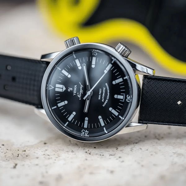 Yema Navygraf Super Compressor automatic black dial tropic bracelet 38,5 mm