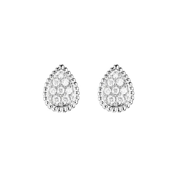 Puces d'oreilles Boucheron Serpent Bohème motif S en or blanc et diamants