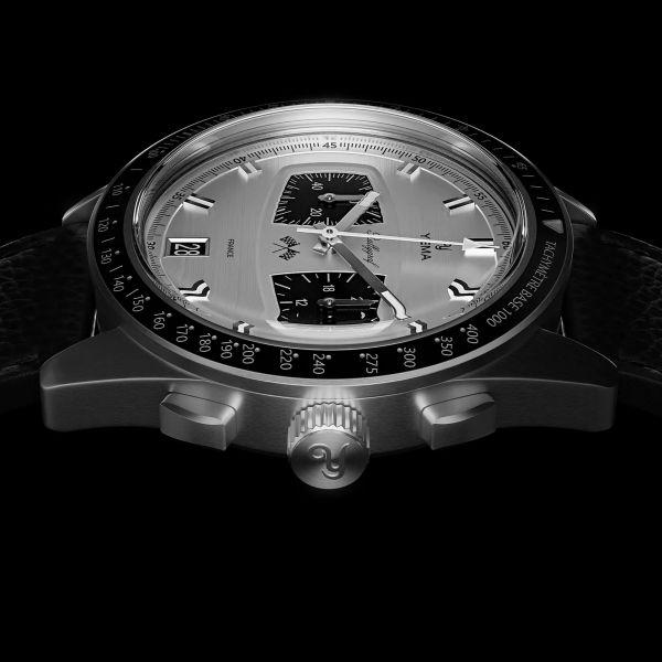 Yema Rallygraf Meca-Quartz II Panda white dial leather strap 40 mm