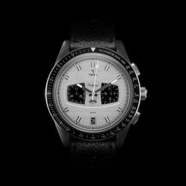 Yema Rallygraf Meca-Quartz II Panda white dial leather strap 40 mm