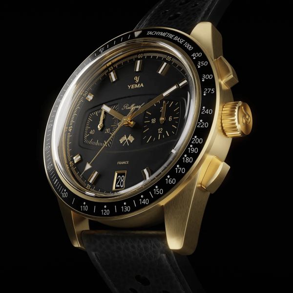 Montre Yema Rallygraf Meca-Quartz II Classic Racing School cadran noir bracelet cuir 40 mm