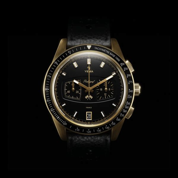 Montre Yema Rallygraf Meca-Quartz II Classic Racing School cadran noir bracelet cuir 40 mm