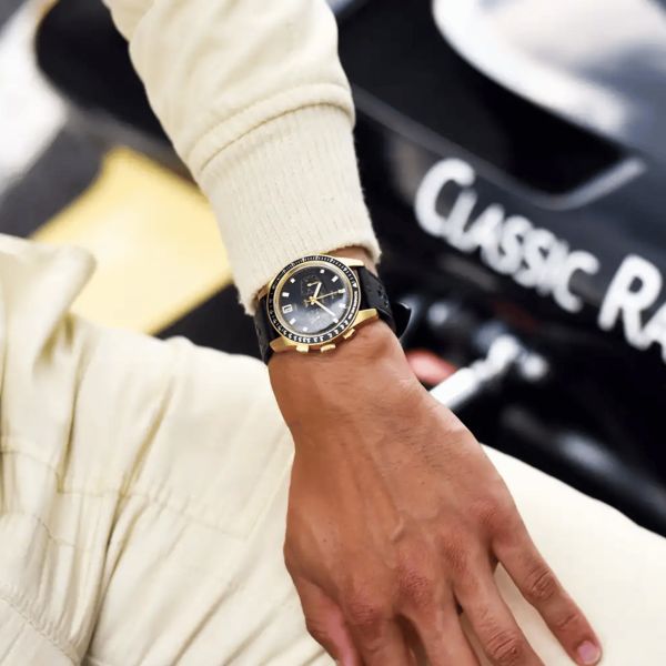 Montre Yema Rallygraf Meca-Quartz II Classic Racing School cadran noir bracelet cuir 40 mm