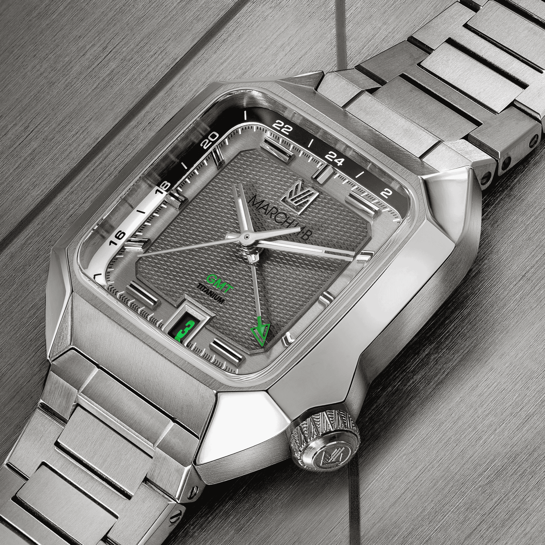 March LA.B AM2 Slim GMT Automatic Millesime March 2025 grey dial titanium bracelet 36 mm