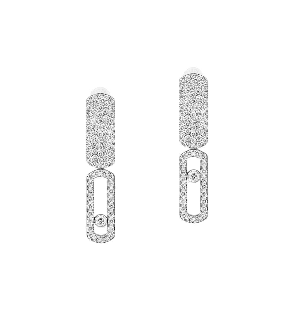 Boucles d'oreilles Messika Move Imperial PM en or blanc et diamants