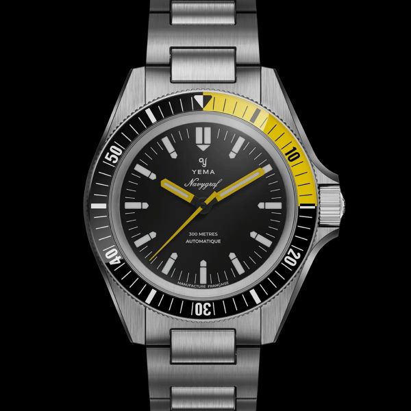 Yema Navygraf CMM.10 automatic black dial steel bracelet 39 mm