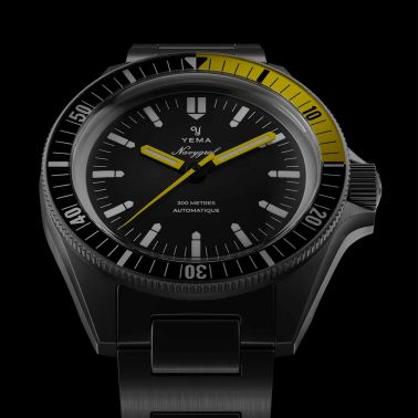 Yema Navygraf CMM.10 automatic black dial steel bracelet 39 mm