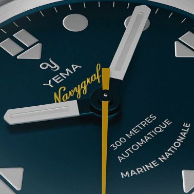 Montre Yema Navygraf Marine Nationale CMM.10 automatique cadran bleu bracelet acier 39 mm