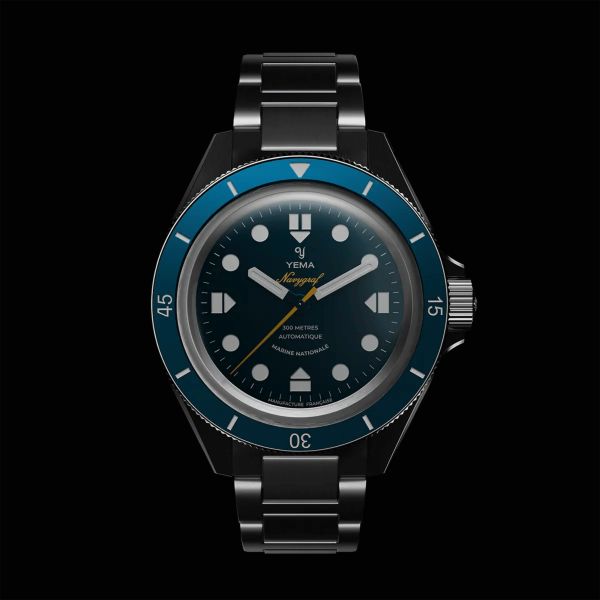 Yema Navygraf Marine Nationale CMM.10 automatic blue dial steel bracelet 39 mm