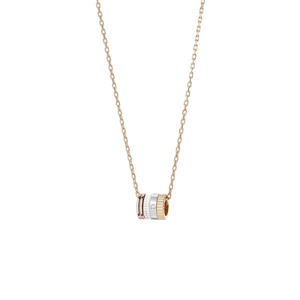 Pendentif Boucheron mini bague Quatre White Edition trois ors céramique et diamant