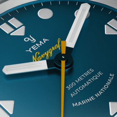 Montre Yema Navygraf Marine Nationale CMM.10 automatique cadran bleu bracelet acier 39 mm