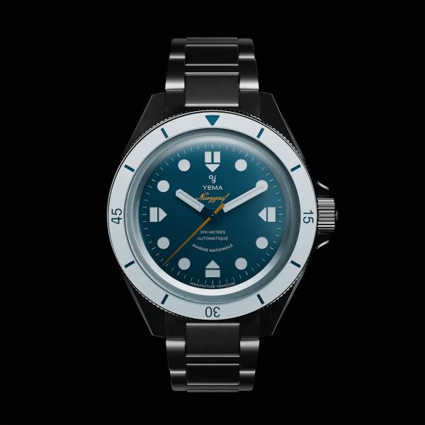 Yema Navygraf Marine Nationale CMM.10 automatic blue dial steel bracelet 39 mm