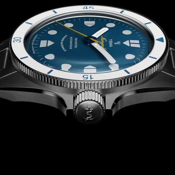 Yema Navygraf Marine Nationale CMM.10 automatic blue dial steel bracelet 39 mm