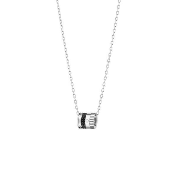 Pendentif Boucheron mini bague Quatre Black Edition en or blanc PVD noir et diamant JPN00553