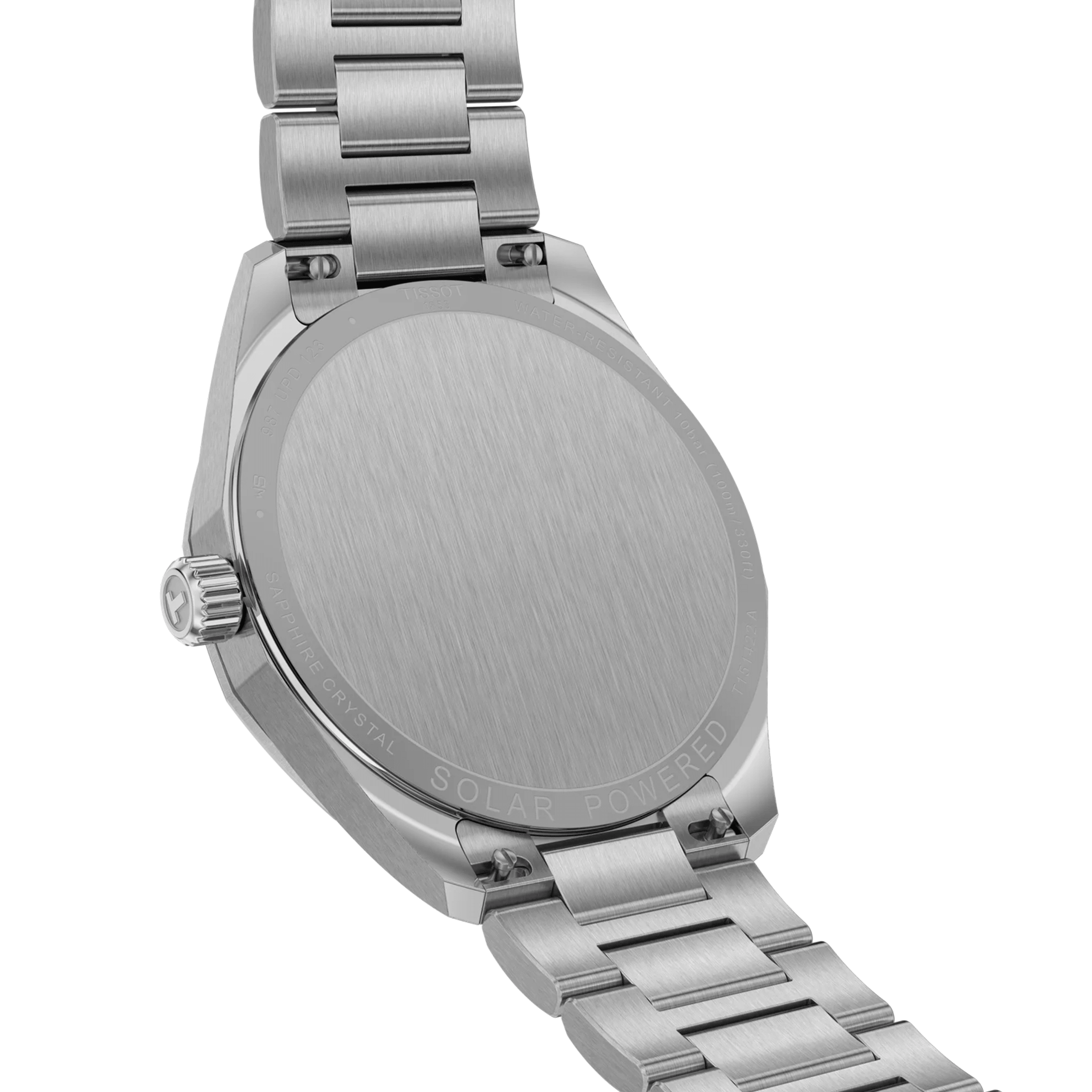 Montre Tissot T-Classic PR 100 quartz solaire cadran argent bracelet acier 39 mm T151.422.11.031.00