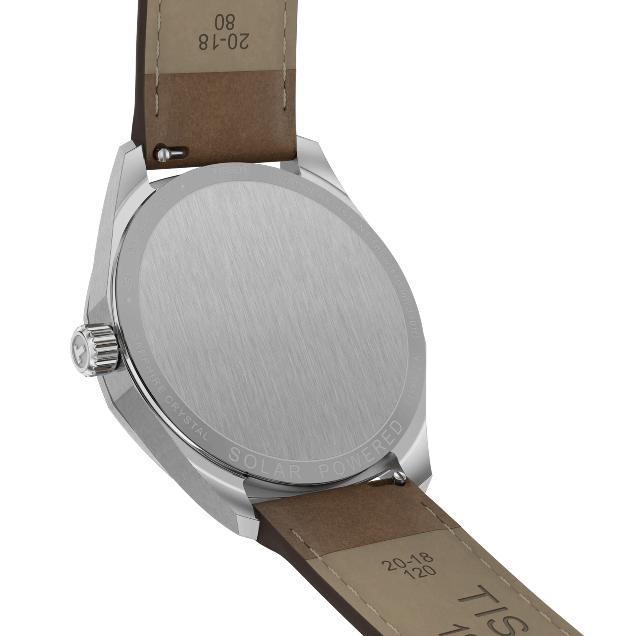 Tissot T-Classic PR 100 Solar quartz watch silver dial brown leather strap 39 mm T151.422.16.031.00