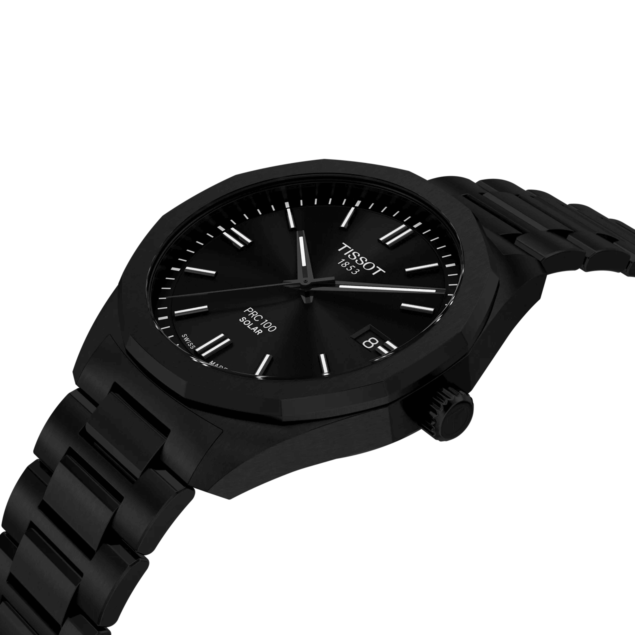 Tissot T-Classic PR 100 quartz solar black dial black PVD steel bracelet 39 mm T151.422.33.051.00