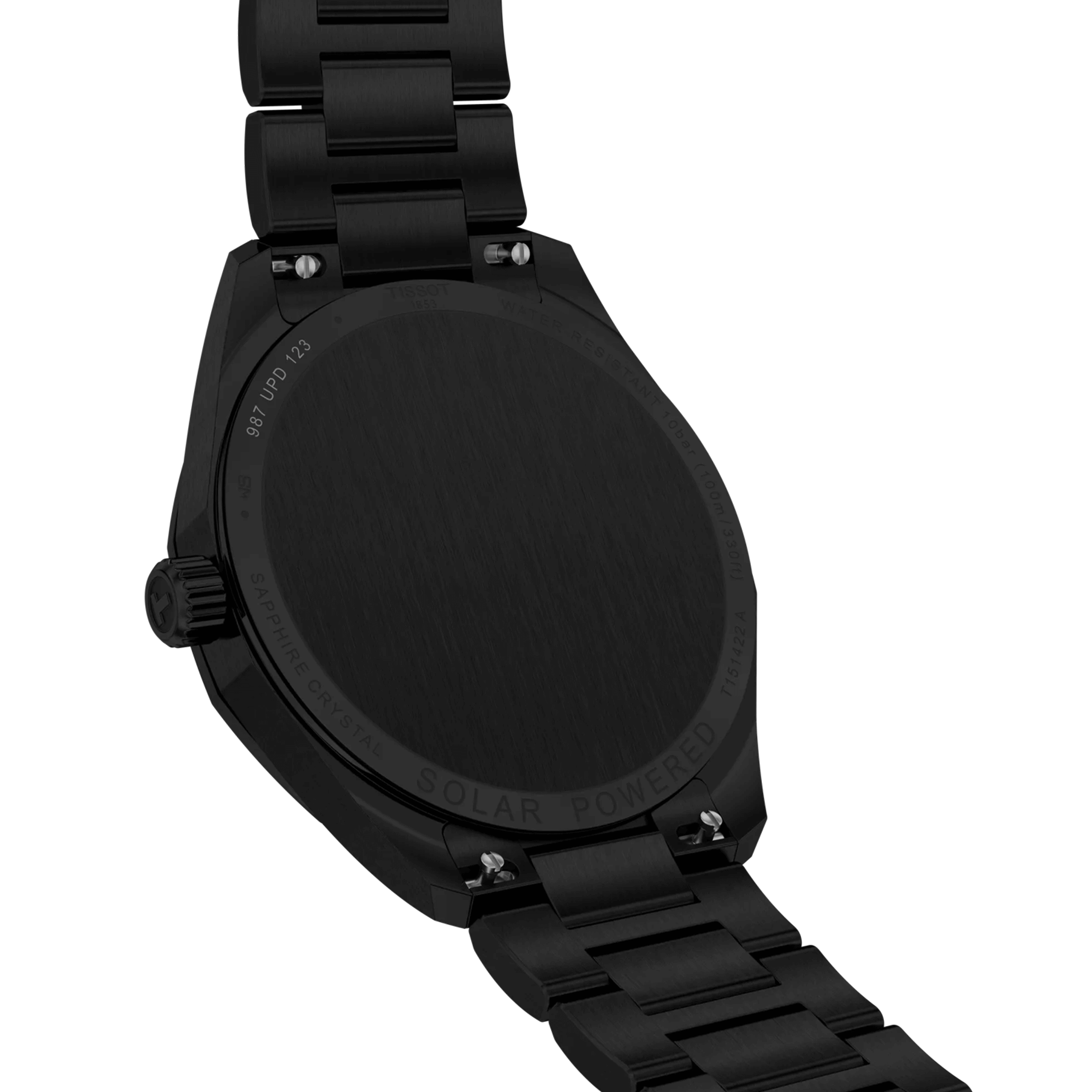 Tissot T-Classic PR 100 quartz solar black dial black PVD steel bracelet 39 mm T151.422.33.051.00