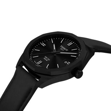 Montre Tissot T-Classic PR 100 quartz solaire cadran noir bracelet cuir noir 39 mm T151.422.36.051.00