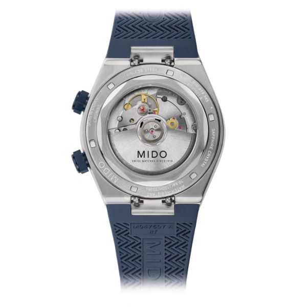 Montre Mido Multifort 8 Two Crowns automatique cadran bleu bracelet caoutchouc 40 mm