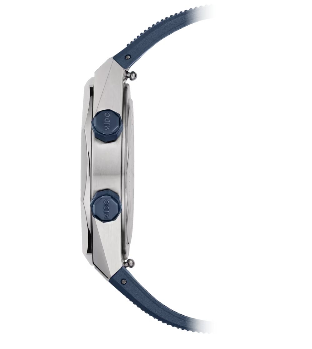 Montre Mido Multifort 8 Two Crowns automatique cadran bleu bracelet caoutchouc 40 mm