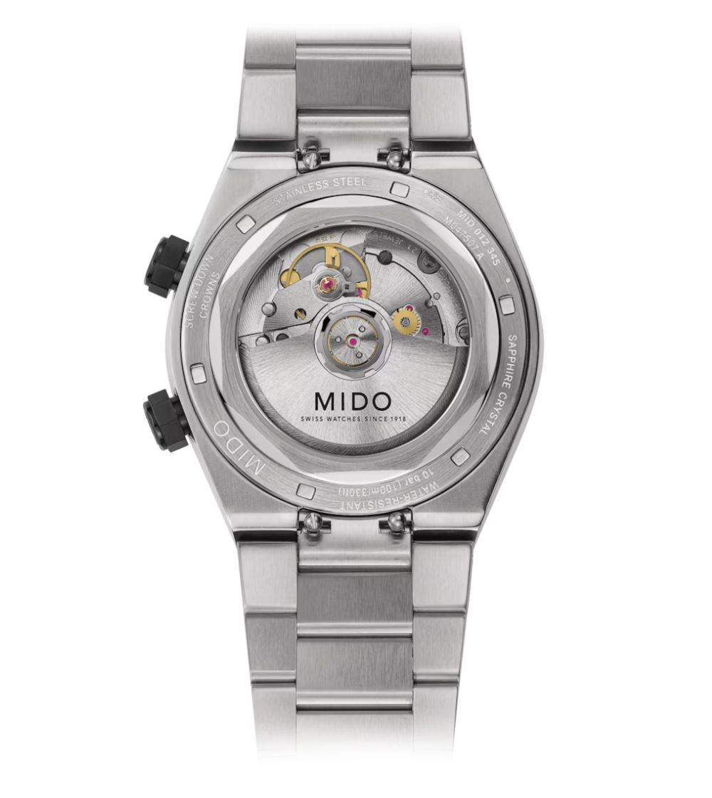 Mido Multifort 8 Two Crowns automatic watch, black dial, 40 mm steel bracelet