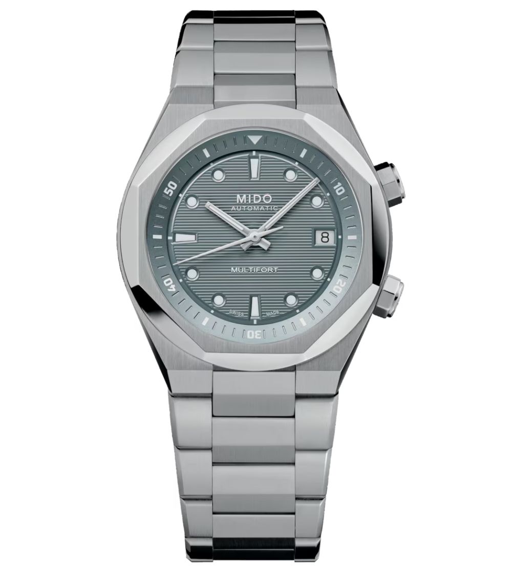Mido Multifort 8 Two Crowns automatic watch, grey dial, 40 mm steel bracelet