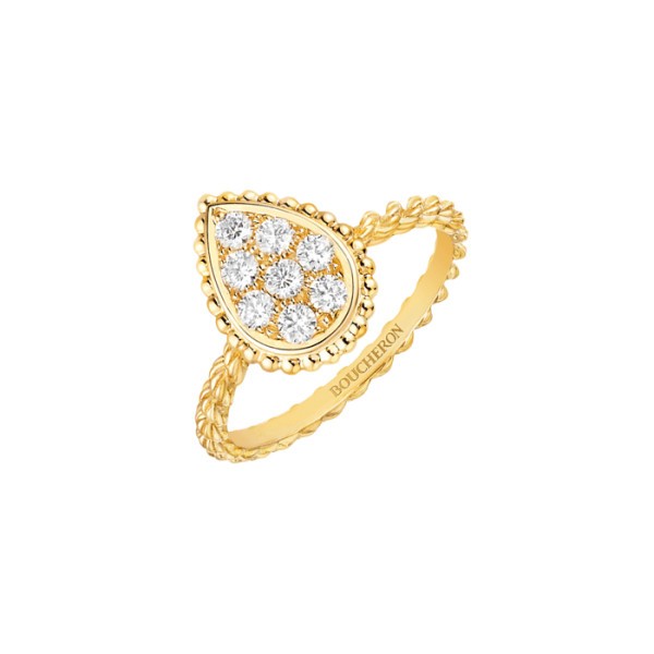 Bague Boucheron Serpent Bohème motif S en or jaune et diamants JRG02144