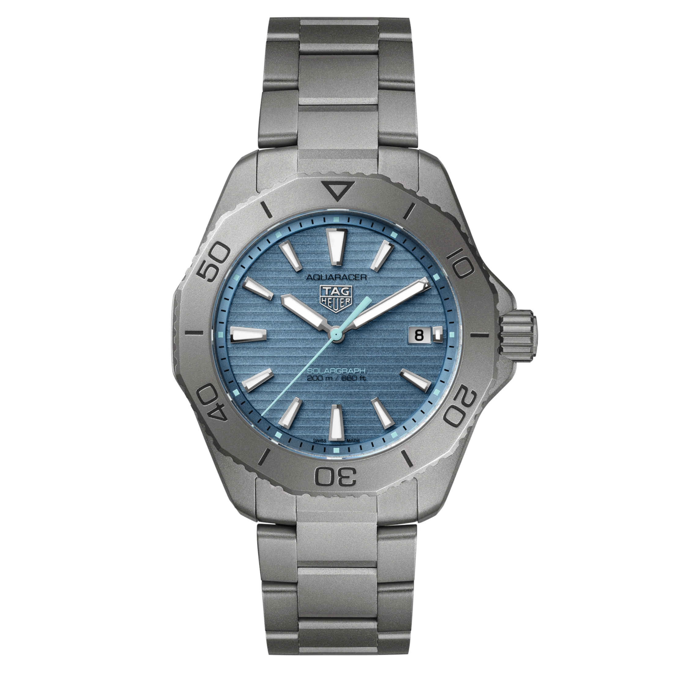 Montre TAG Heuer Aquaracer Professional 200 Solargraph quartz cadran bleu bracelet titane 40 mm WBP1182.BF0000