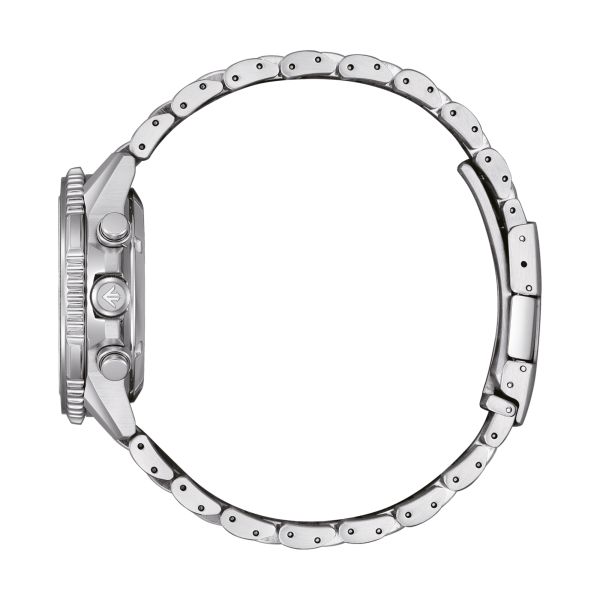 Citizen Promaster Sky Chronographe Navihawk Eco-Drive silver dial steel bracelet 40 mm