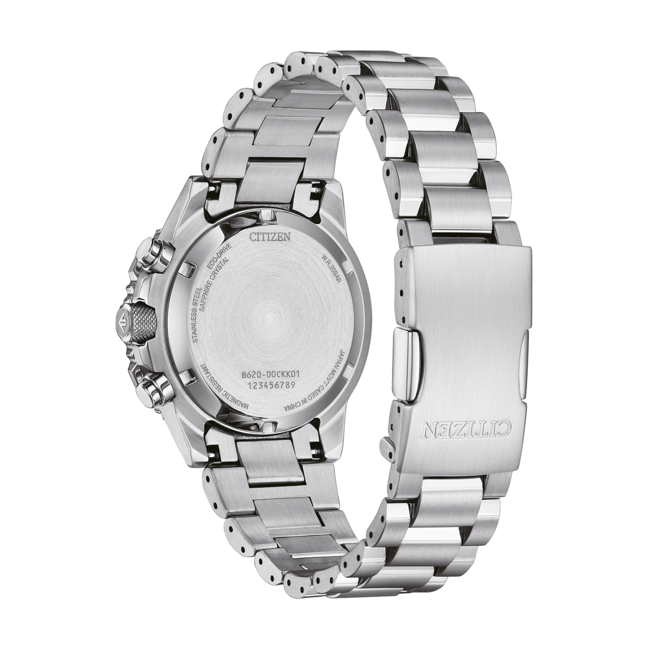 Montre Citizen Promaster Sky Chronographe Navihawk Eco-Drive cadran argenté bracelet acier 40 mm