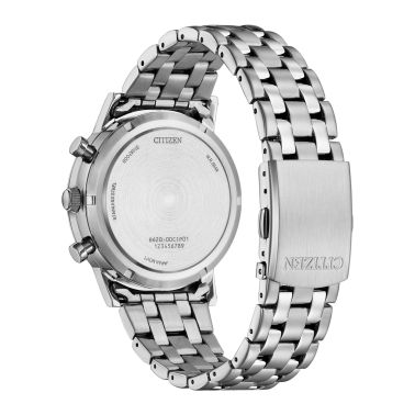 Montre Citizen Platform Eco-Drive Classic Chrono cadran noir bracelet acier 42 mm