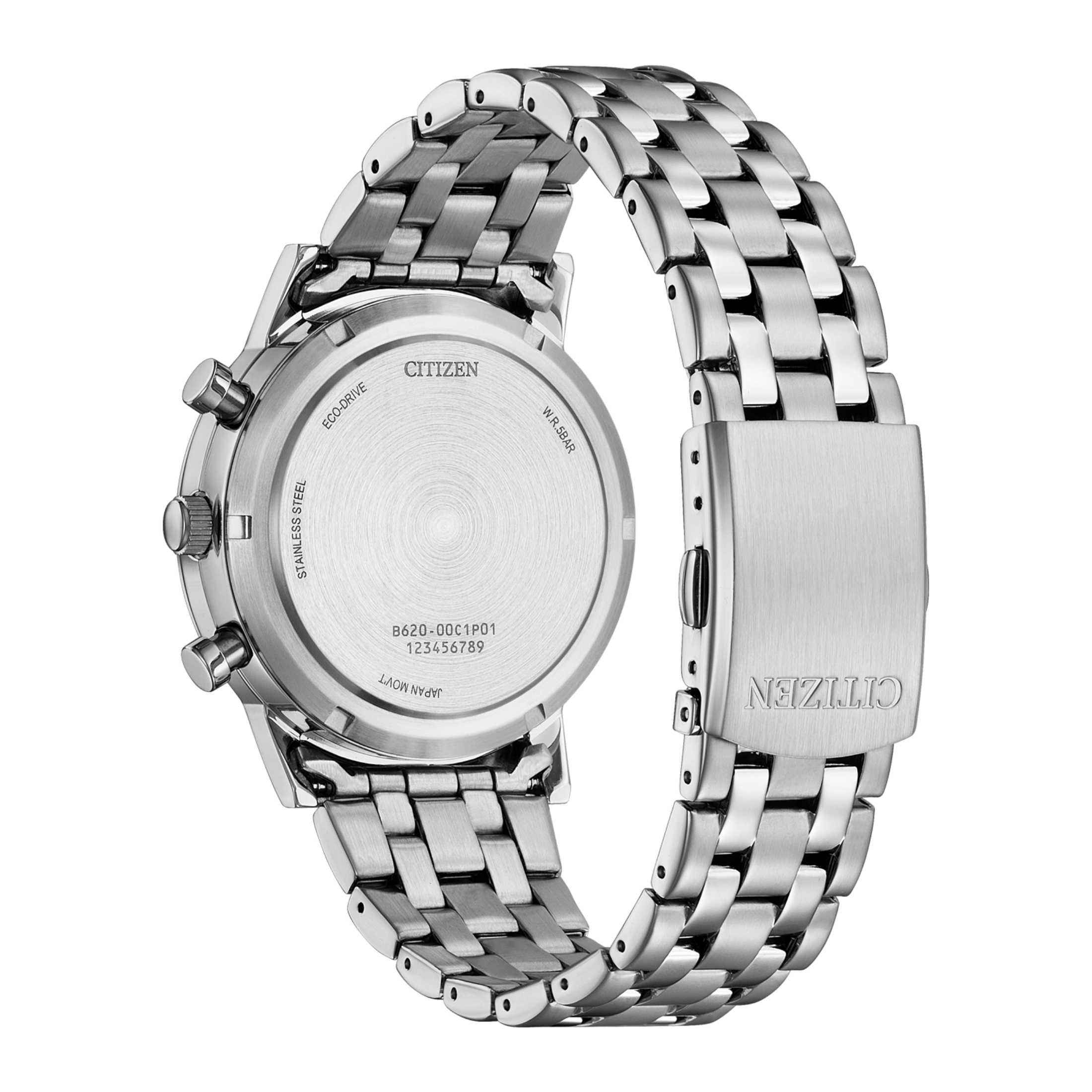 Montre Citizen Platform Eco-Drive Classic Chrono cadran noir bracelet acier 42 mm