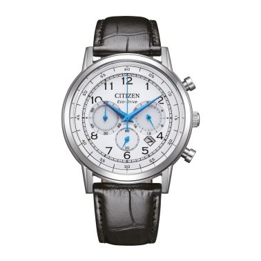 Citizen Platform Eco-Drive Classic Chrono silver dial leather strap 42 mm